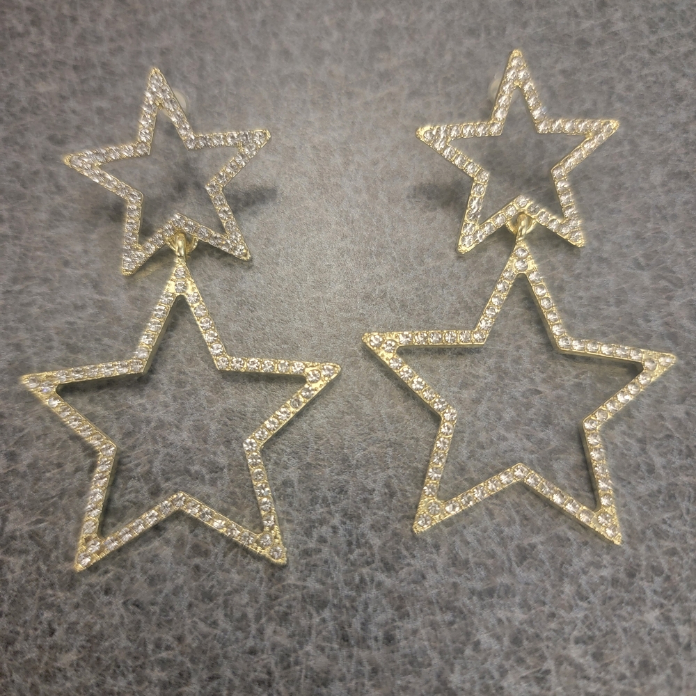 Gold Star Dangle Earrings